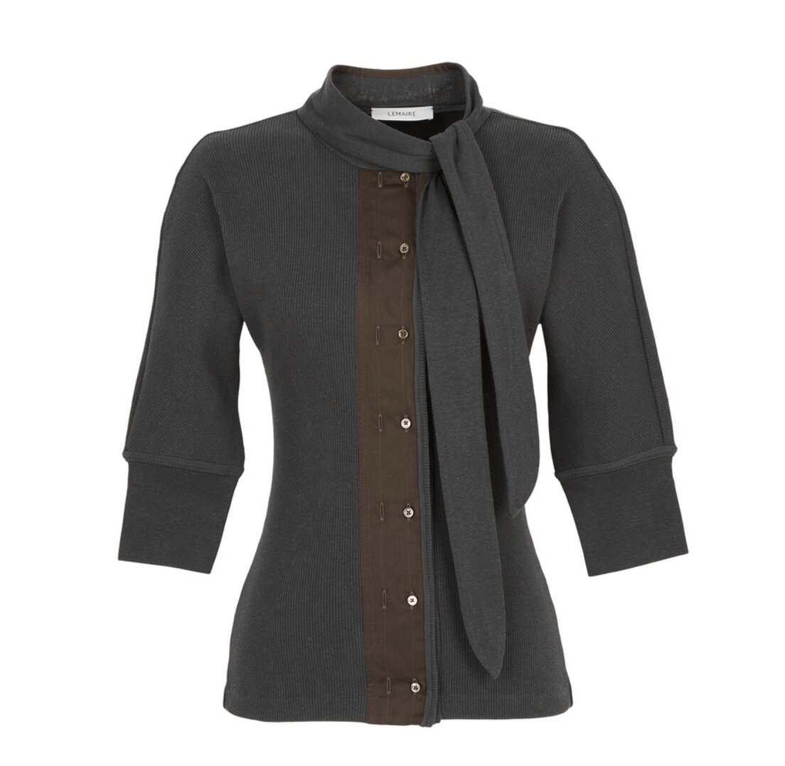 ASCOT T-SHIRT IN LINEN AND COTTON RIBBED JERSEY