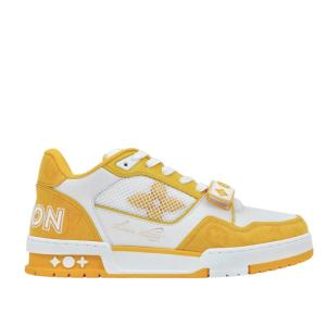 Louis Vuitton Velcro Strap LV Trainer Sneaeker Monogram Denim Yellow
