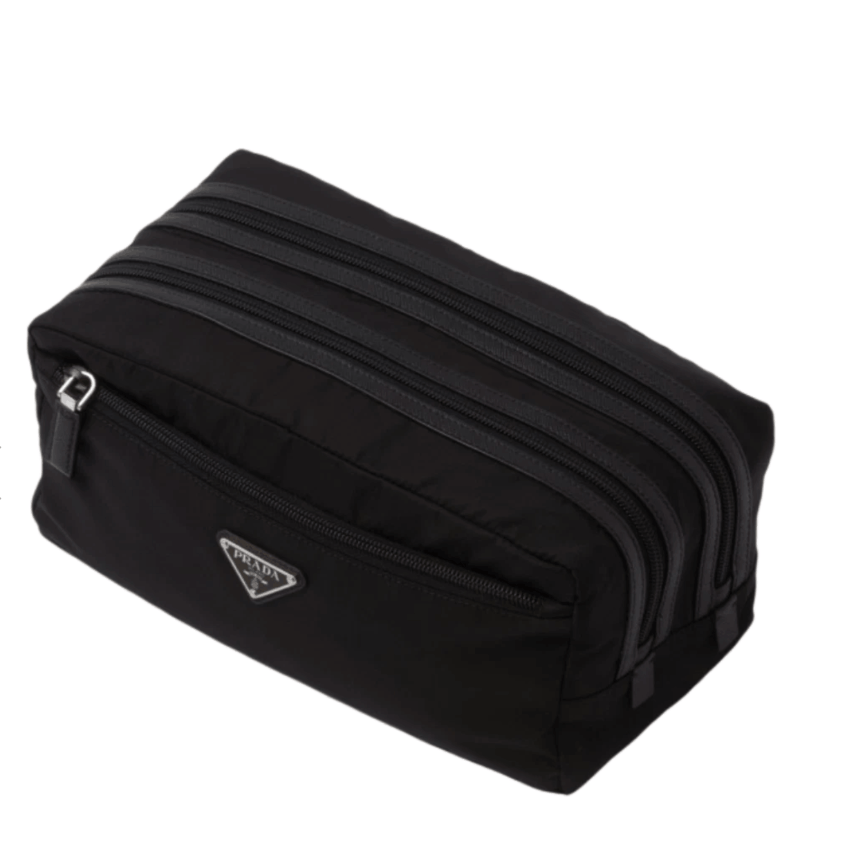 Prada Re-Nylon and Saffiano Leather Travel Pouch Black