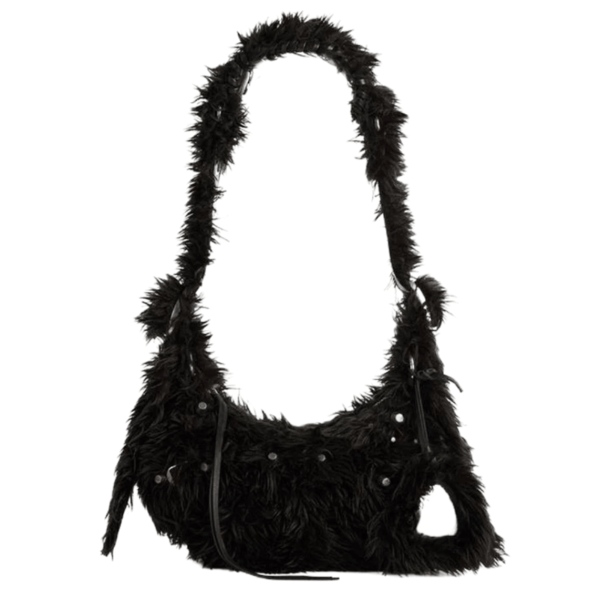 Balenciaga Le Cagole XS Shoulder Bag Fake Fur Black