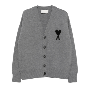 AMI de Coeur Felted Merino Wool Cardigan Grey Black UKC367-018-A273