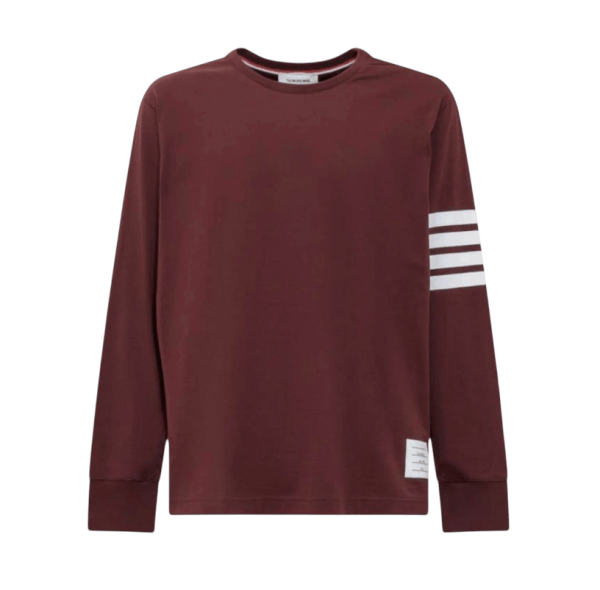 Thom Browne 4-Bar Long Sleeve Rugby T-Shirt Dark Red