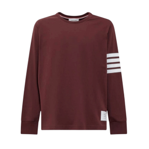 Thom Browne 4-Bar Long Sleeve Rugby T-Shirt Dark Red