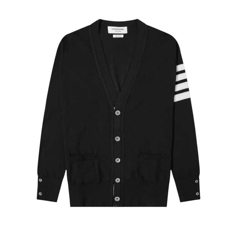 Thom Browne Sustainable Fine Merino Wool 4-Bar Classic Cardigan Black