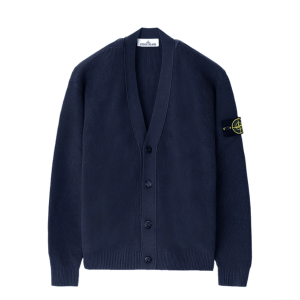 Stone Island 5100009 Ribbed Soft Organic Cotton V-Neck Cardigan Navy Blue - 26SS