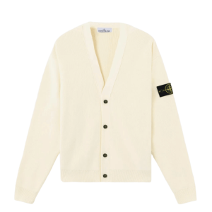 Stone Island 5100009 Ribbed Soft Organic Cotton V-Neck Cardigan Ivory - 26SS