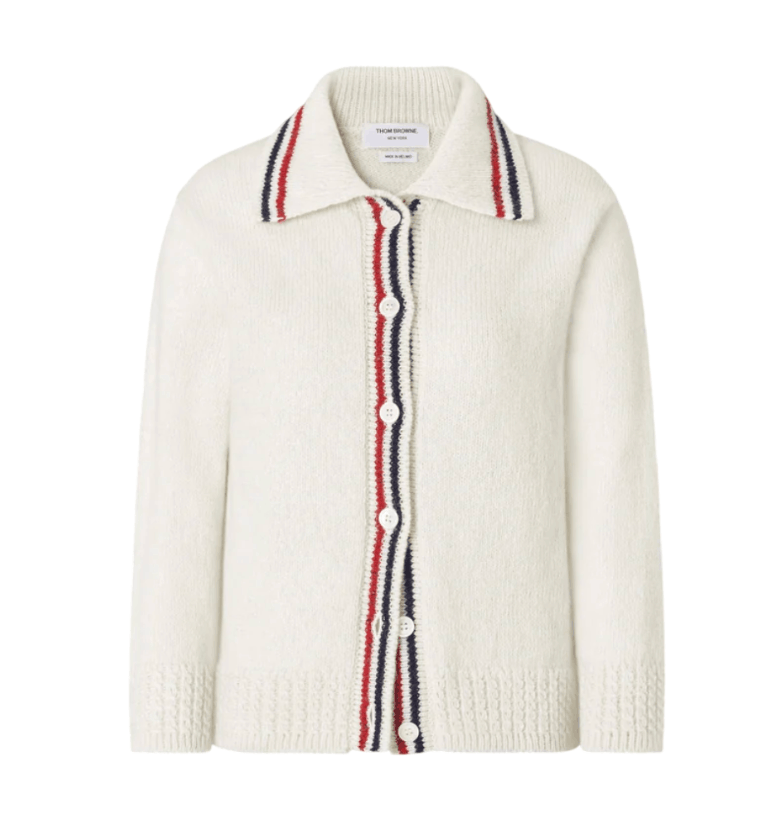 Donegal Rwb Stripe Hector Pointelle Cardigan