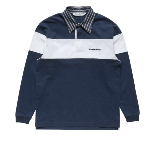Striped polo sweatshirt - Navy/white