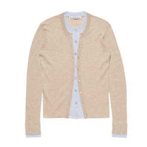 Layered silk-wool cardigan Beige/light blue