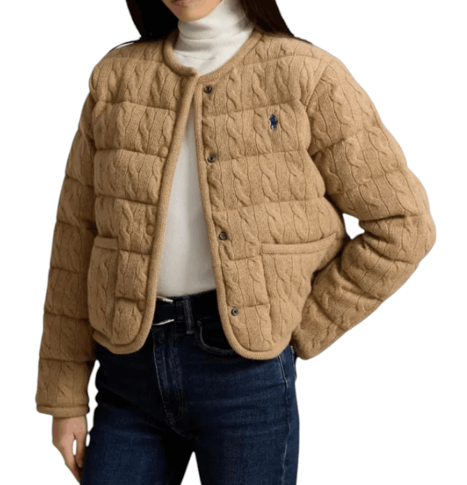 Polo Ralph Lauren cable-knit Bomber Jacket Brown 