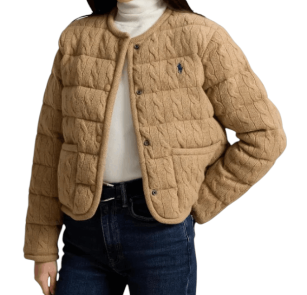 Polo Ralph Lauren cable-knit Bomber Jacket Brown 