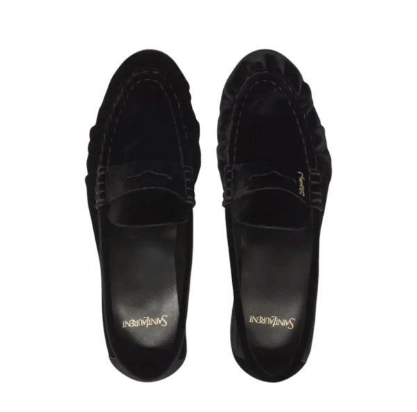 Saint Laurent Le Loafer Velvet Penny Loafers - Black 