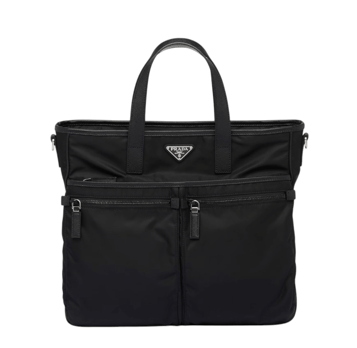 Re-Nylon and Saffiano leather tote bag