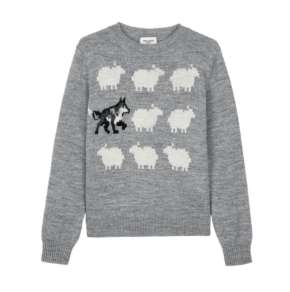 Alpaca and wool-blend yarn sweater, light grey