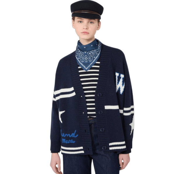 Long wool cardigan Blue 