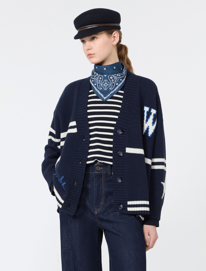 Long wool cardigan Blue 