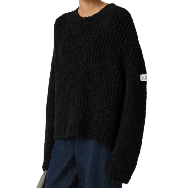 Textured knit crew neck jumper