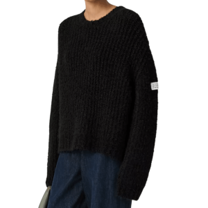 Textured knit crew neck jumper