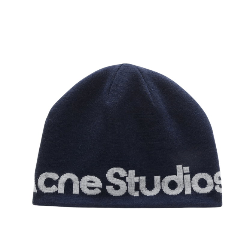 Wool knit beanie Navy/white