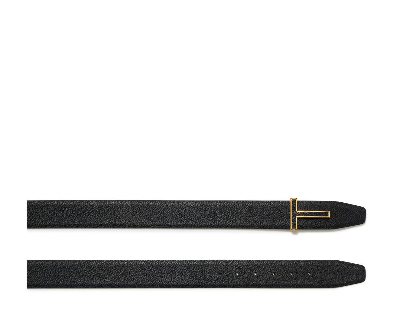 GRAIN LEATHER AND SMOOTH LEATHER LEATHER INSERT T BELT