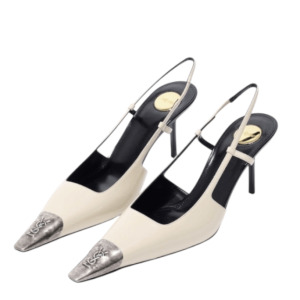 JEANNE slingback pumps in smooth leather in White  