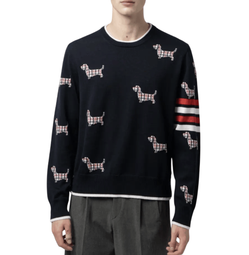 Thom Browne 4-Bar Relaxed Hector Wool Sweater Navy 