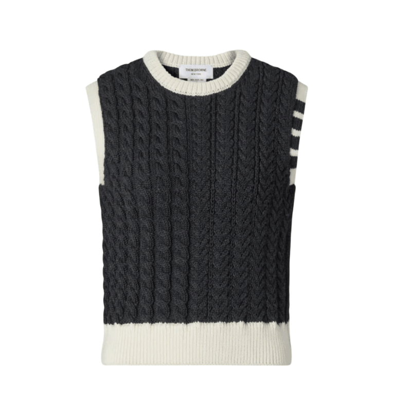 Merino Wool Aran Cable Shell Top 