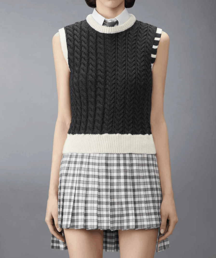Merino Wool Aran Cable Shell Top 