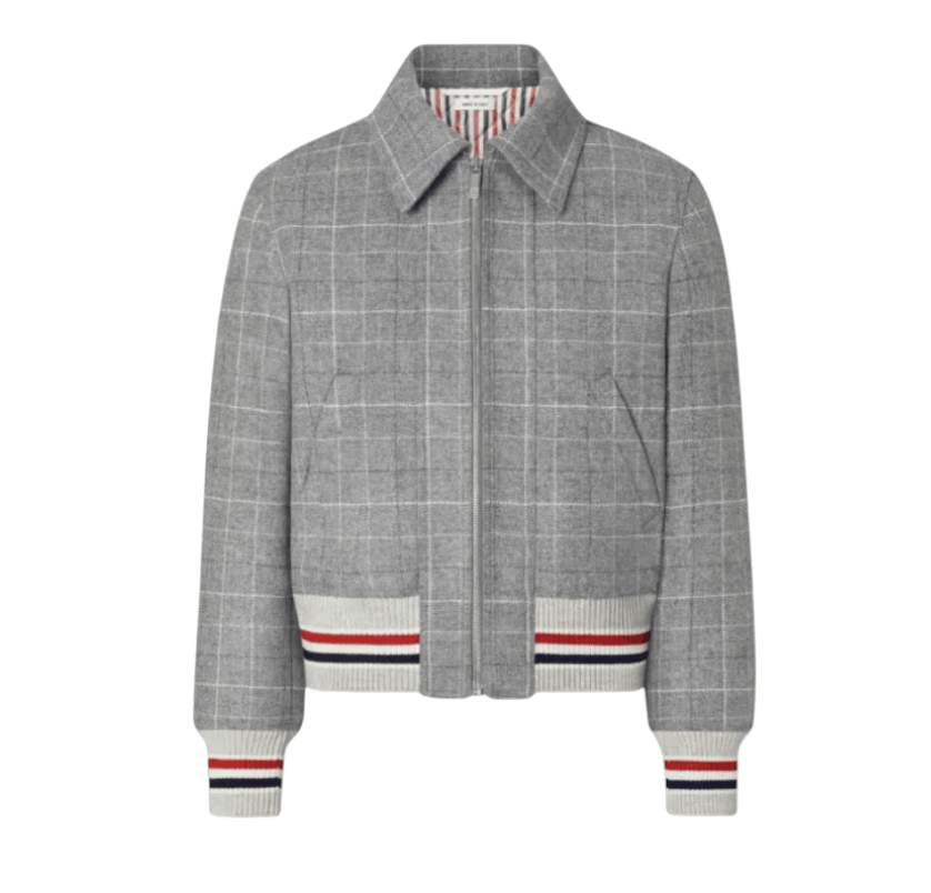 Thom Browne Windowpane Houndstooth Tweed Jacket Grey 