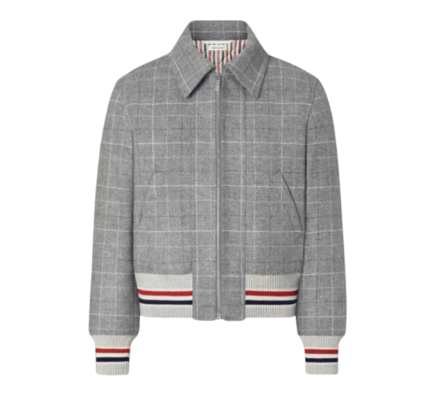 Thom Browne Windowpane Houndstooth Tweed Jacket Grey 