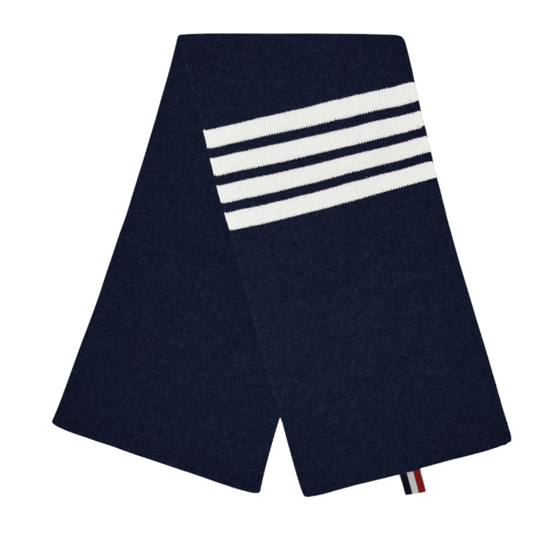 CASHMERE RIB 4-BAR SCARF - NAVY