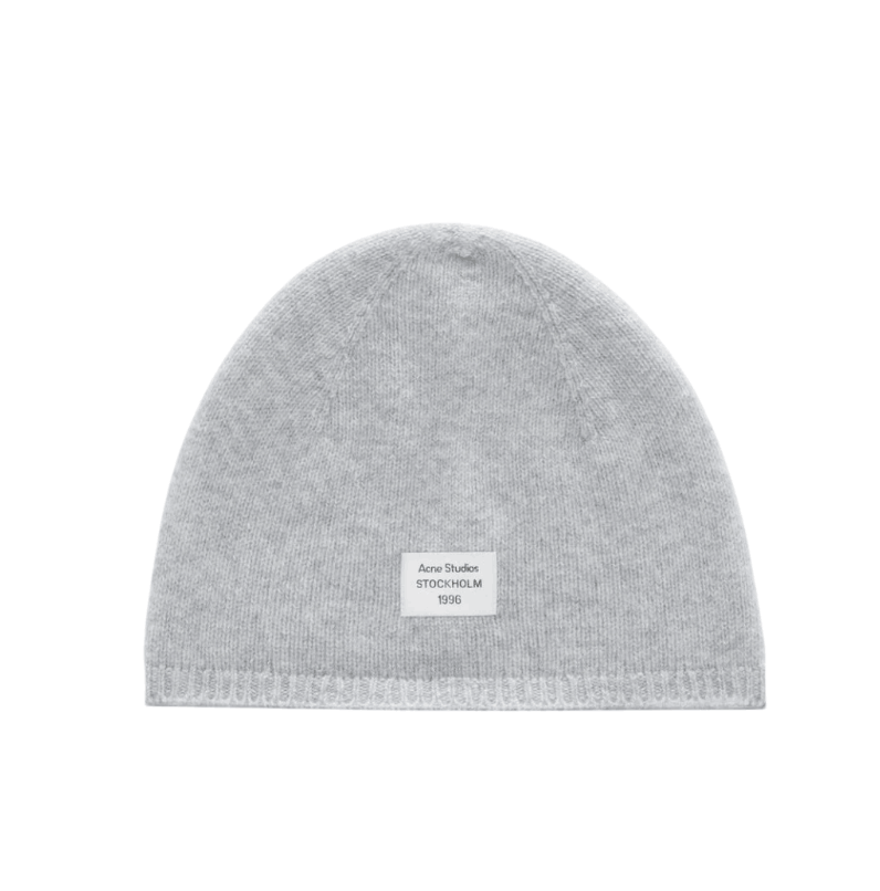 Cashmere beanie with logo - Cold grey melange  