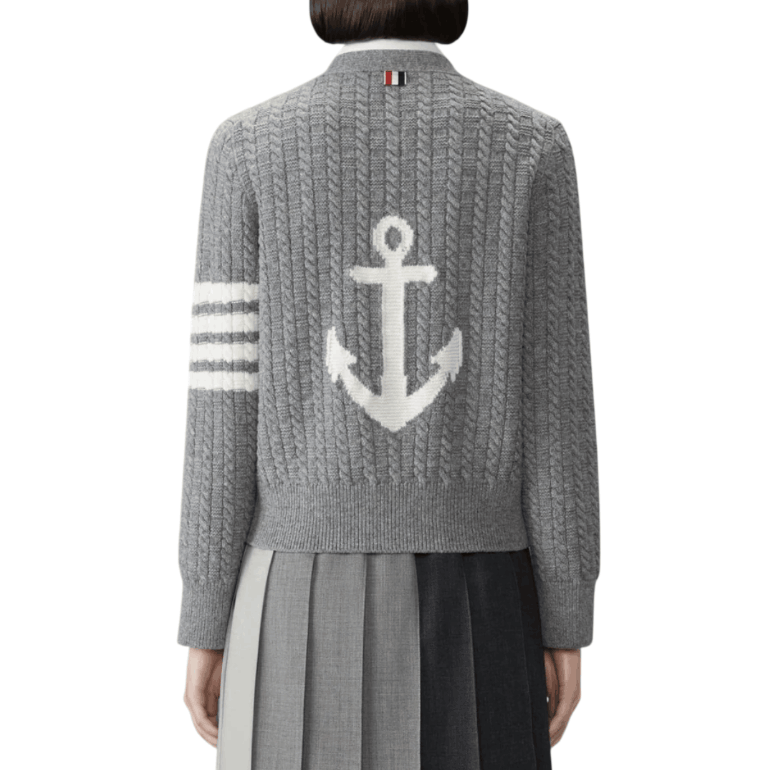 Thom Browne Merino Wool 4-Bar Anchor Intarsia Cardigan FKC729A Y1005 055