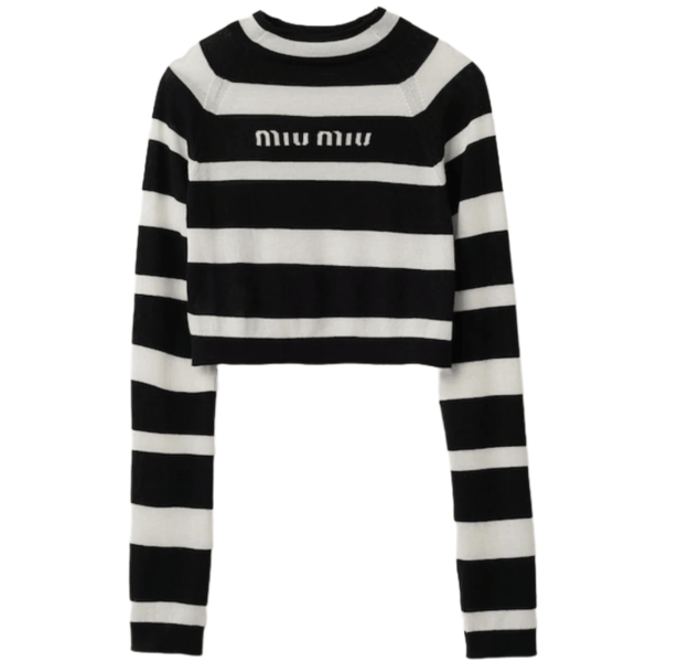(W) Miu Miu Cashmere and Silk Turtleneck Sweater Black White