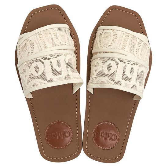 WOODY FLAT Slides - Beige