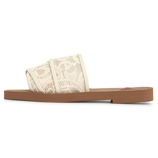 WOODY FLAT Slides - Beige