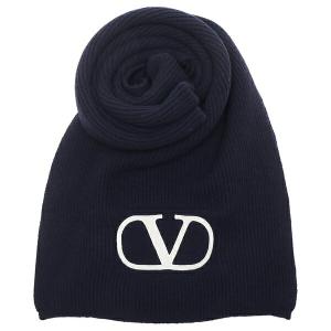 KNITTED SCARF VLOGO SIGNATURE WOOL NAVY