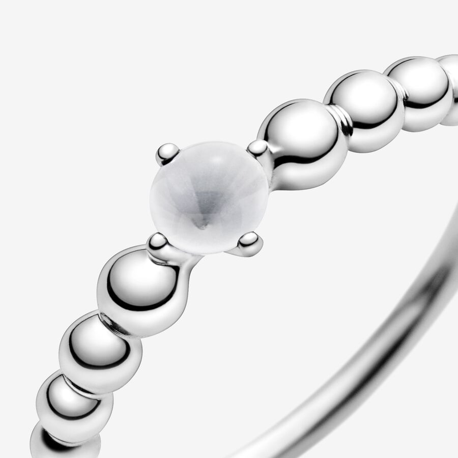 April Milky White Beaded Ring