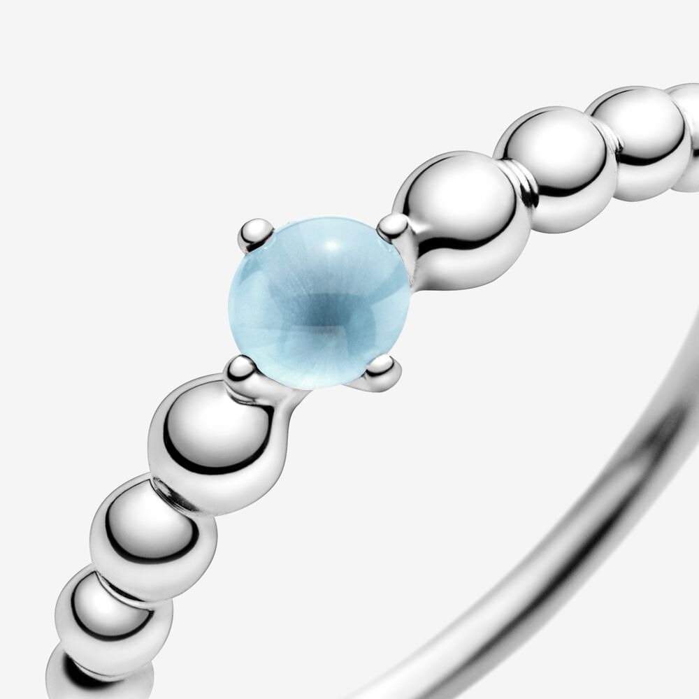 Sky Blue Beaded Ring