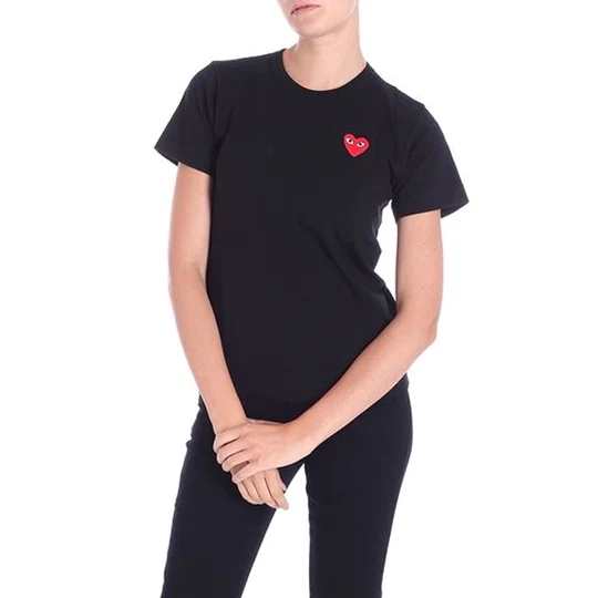 Women's CDG Play Short Sleeve Round Neck T-shirt Black