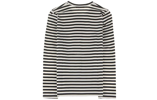 Women's CDG Play Kawakubo Rei Love Black White Stripe Round Neck Long Sleeves T-shirt