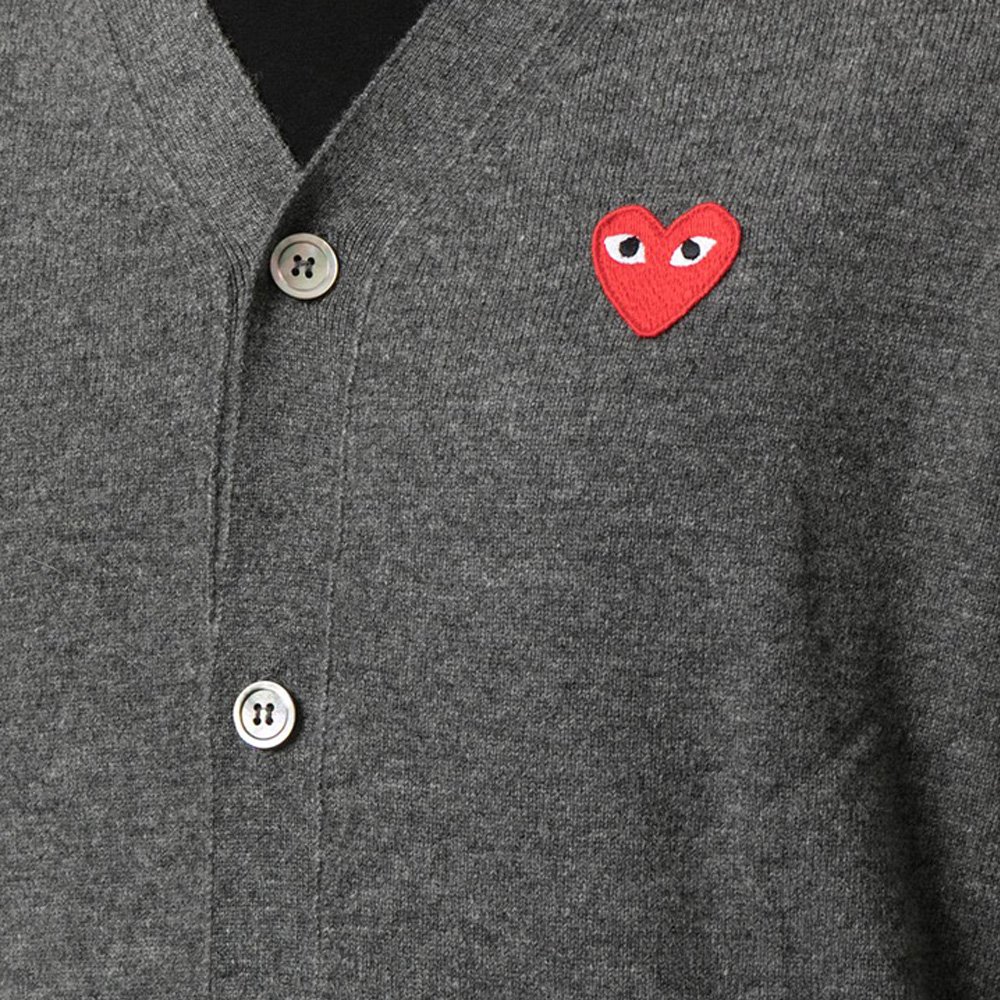  Red Wappen V-neck Cardigan Dark Gray