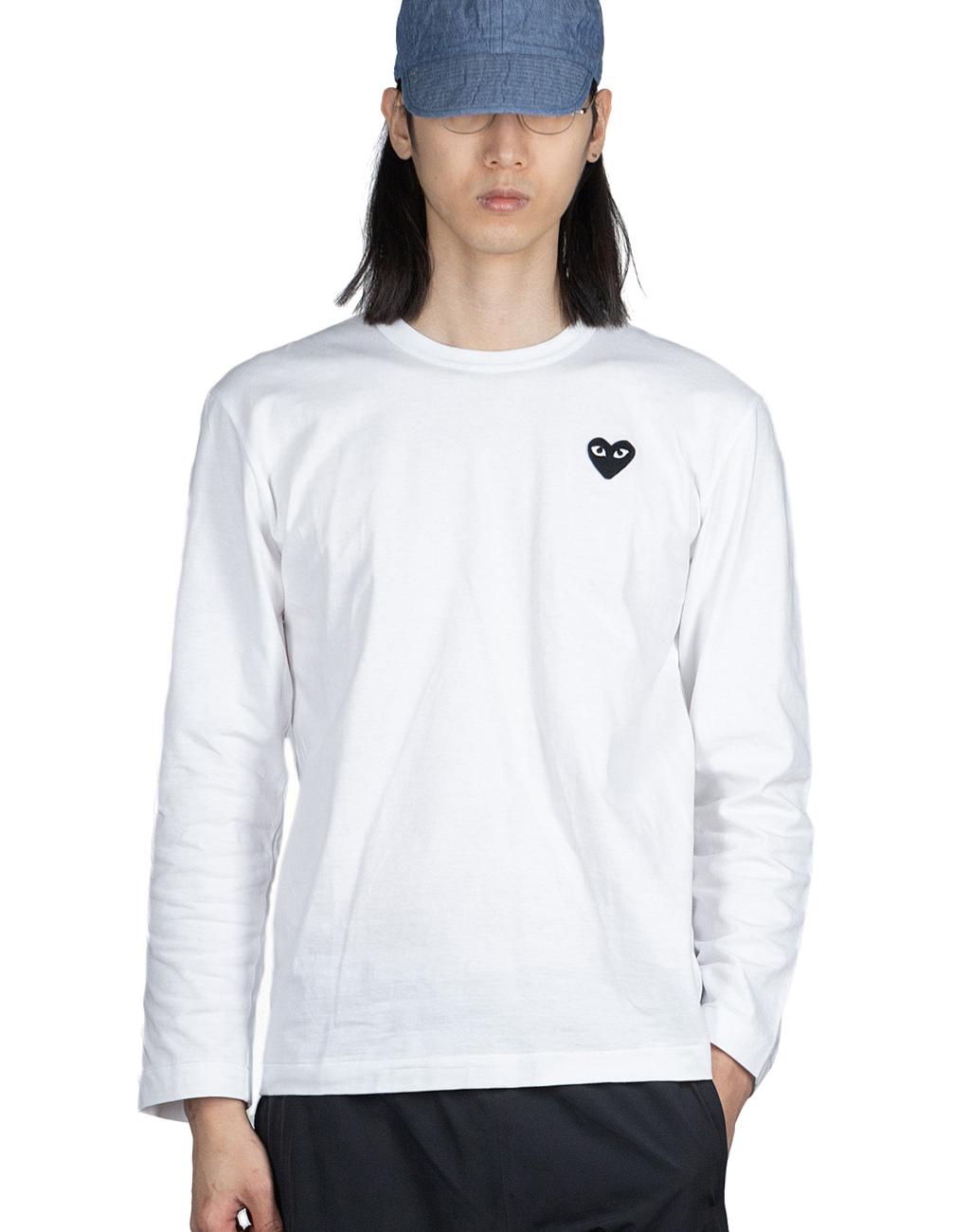 COMME DES GARCONS PLAY BLACK HEART LS T-SHIRT - WHITE