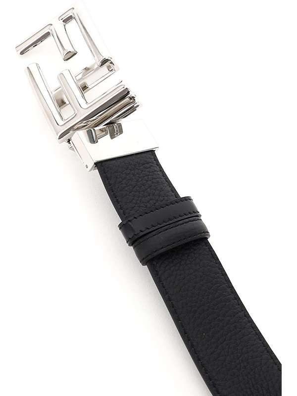 Silver FF Buckle Leather Belt