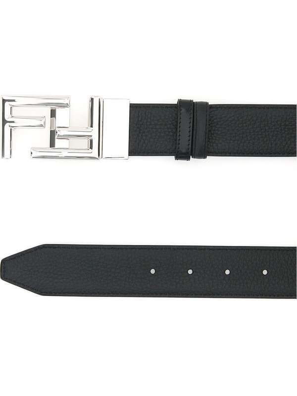 Silver FF Buckle Leather Belt
