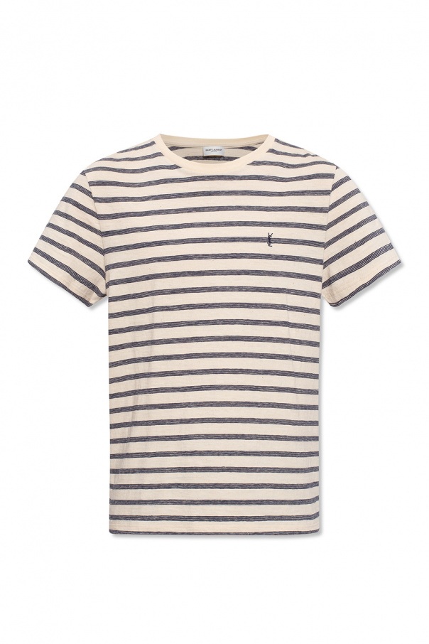 Saint Laurent Striped Monogram T-Shirt 'White/Blue'