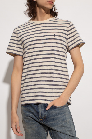 Saint Laurent Striped Monogram T-Shirt 'White/Blue'