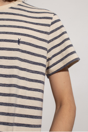 Saint Laurent Striped Monogram T-Shirt 'White/Blue'