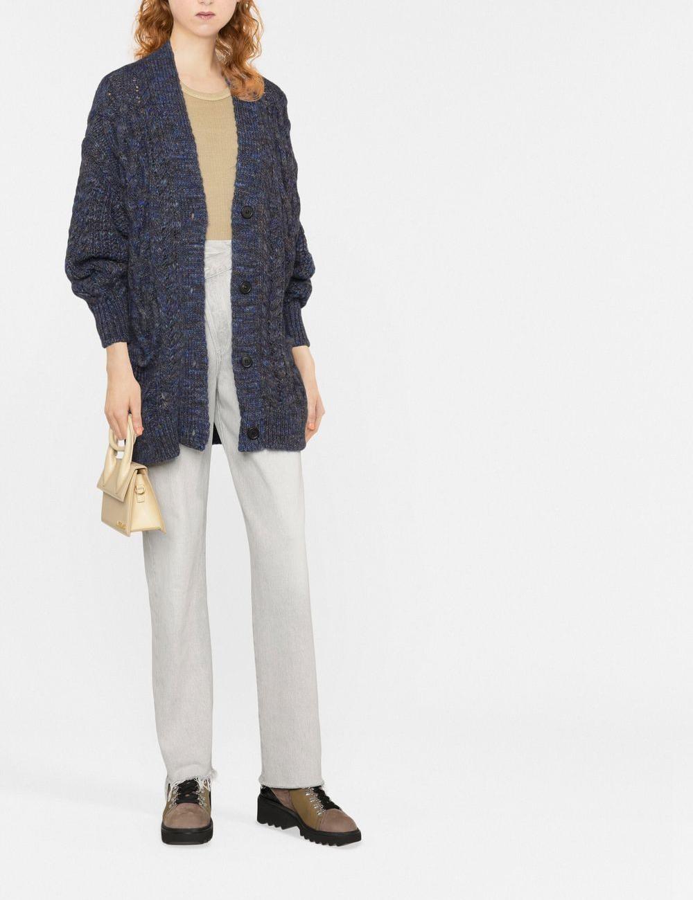 Blue wool blend rosewelly cardigan