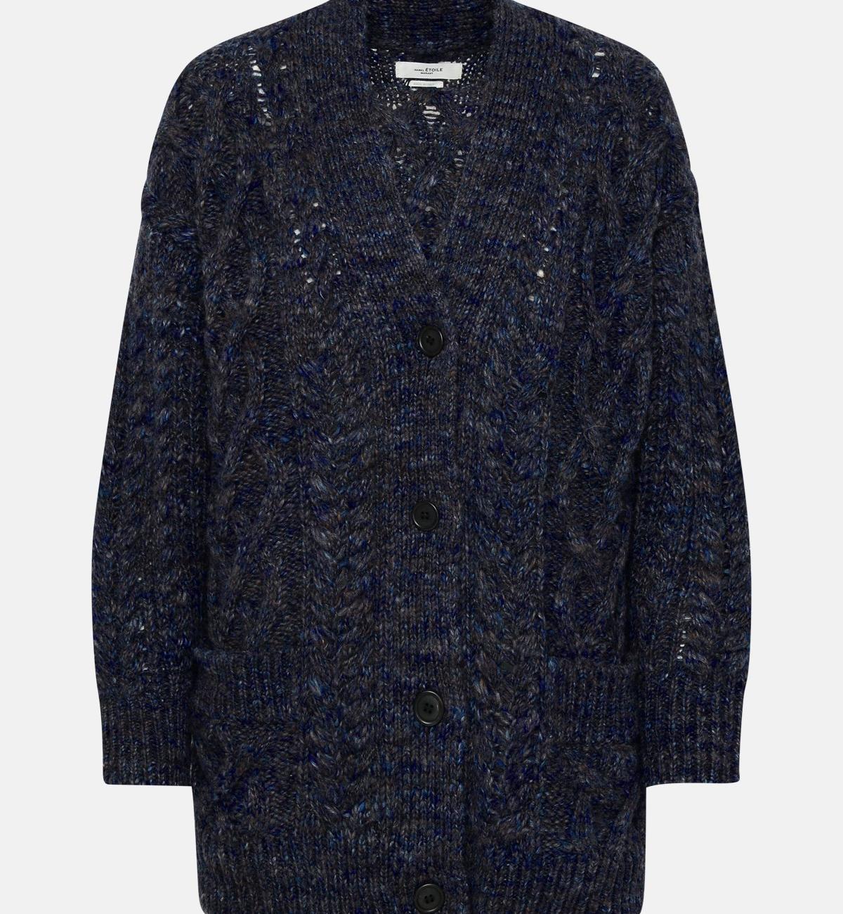 Blue wool blend rosewelly cardigan